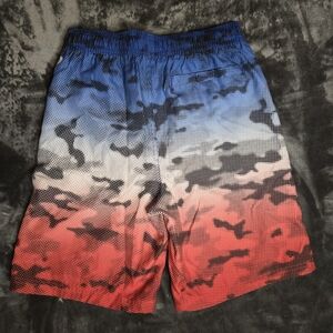 Boy's Swim Shorts Gradient - Blue, White, Red Size Medium